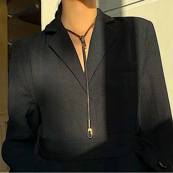 Gold Zipper Punk Minimalist Versatile Necklace - Picture 5 of 15